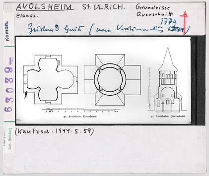 Vorschaubild Avolsheim: St. Ulrich, Grundrisse und Querschnitt 